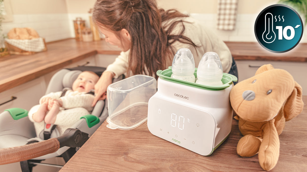 Încălzitor dublu pentru biberoane Cecotec Nana BabyCare Double BottleWarmer, 2 biberoane, 4 moduri, afișaj