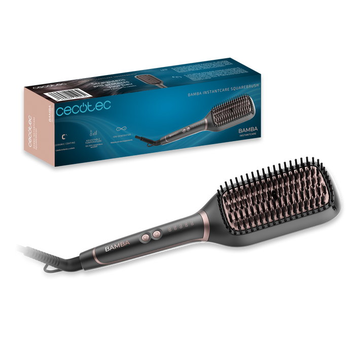 Perie de îndreptat părul Cecotec InstantCare SquareBrush, 130–210 °C, înveliș ceramic, 7,6 × 31,5 × 4,5 cm