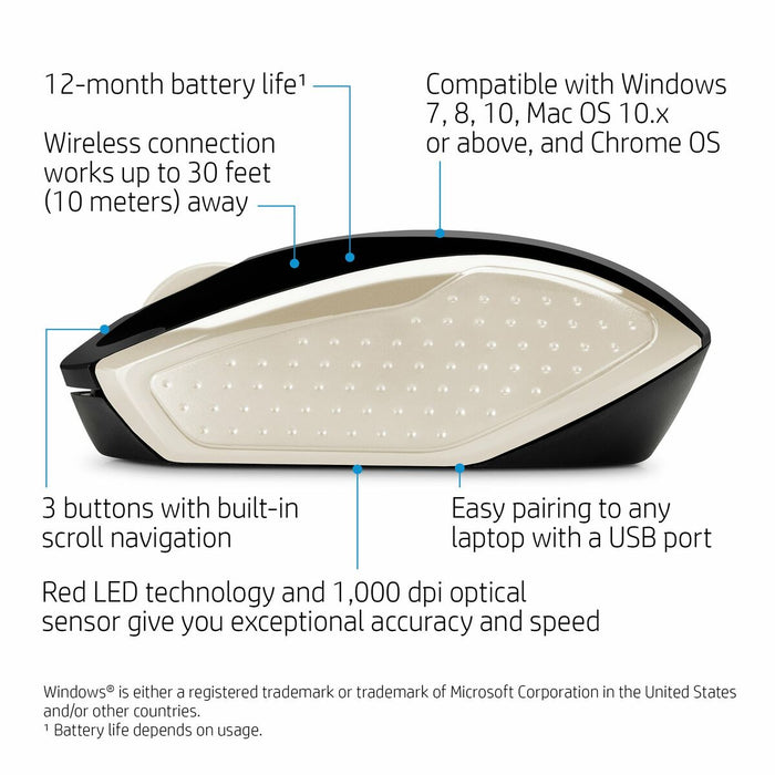 Mouse HP 200 (Silk Gold) Auriu*