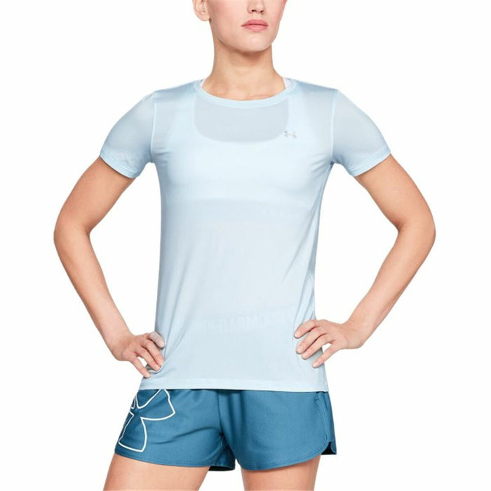 Tricou cu Mânecă Scurtă Femei Under Armour HeatGear Albastru deschis