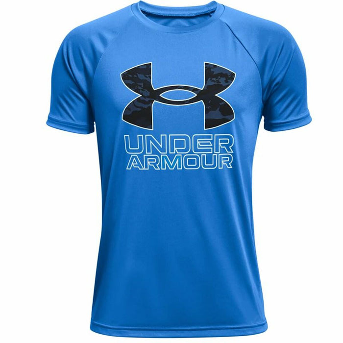 Tricou cu Mânecă Scurtă Copii Under Armour Tech Hybrid Albastru