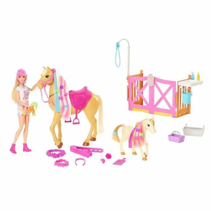 Set de jucării Barbie Toilettage des Chevaux Plastic