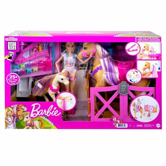 Set de jucării Barbie Toilettage des Chevaux Plastic