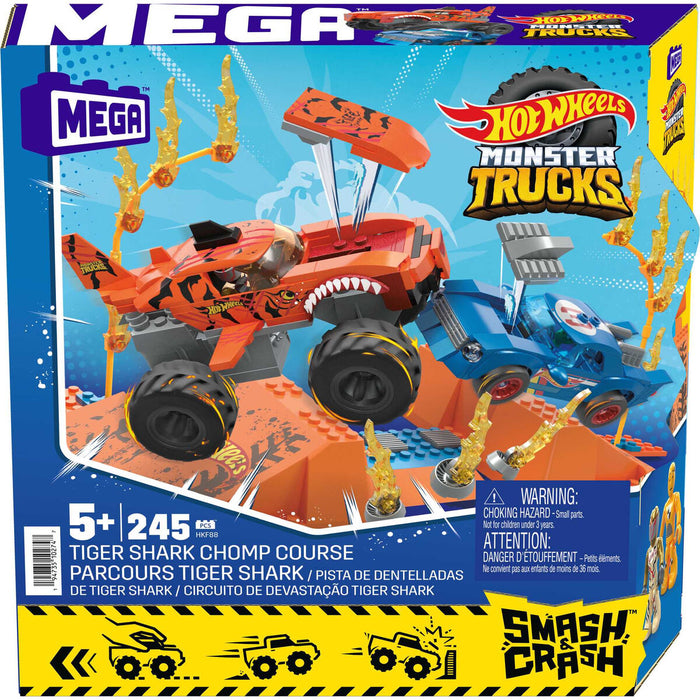 Kit de construcție Hot Wheels Mega Construx - Smash & Crash Shark Race 245 Piese