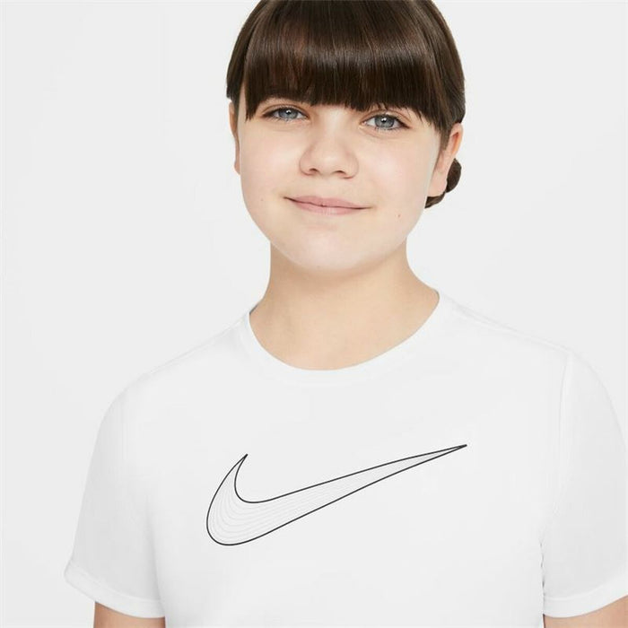 Tricou cu Mânecă Scurtă pentru Copii Nike Dri-FIT One Alb