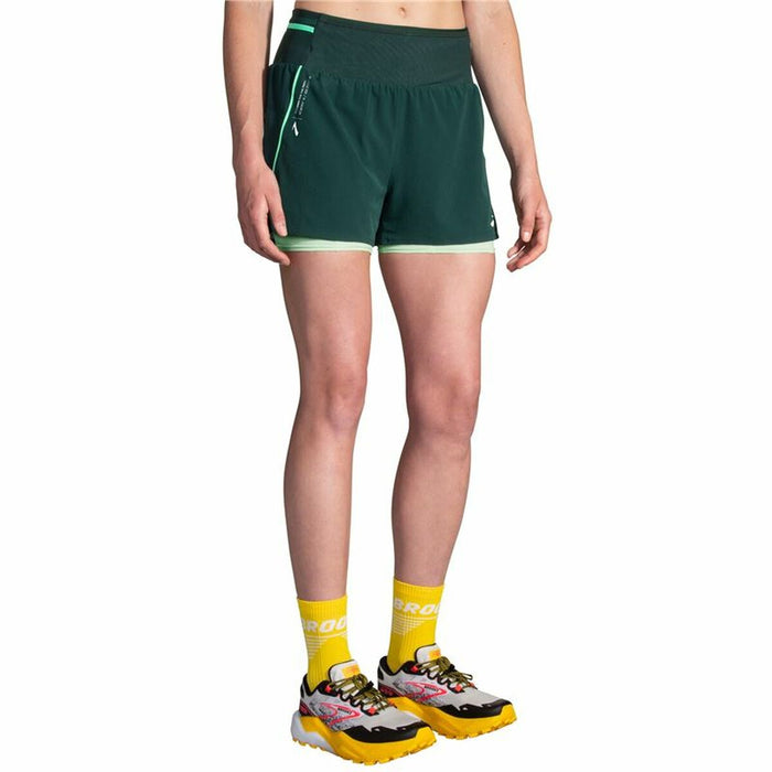 Pantaloni Scurți Sport pentru Damă Brooks High Point 3" 2-in-1 2.0 Verde