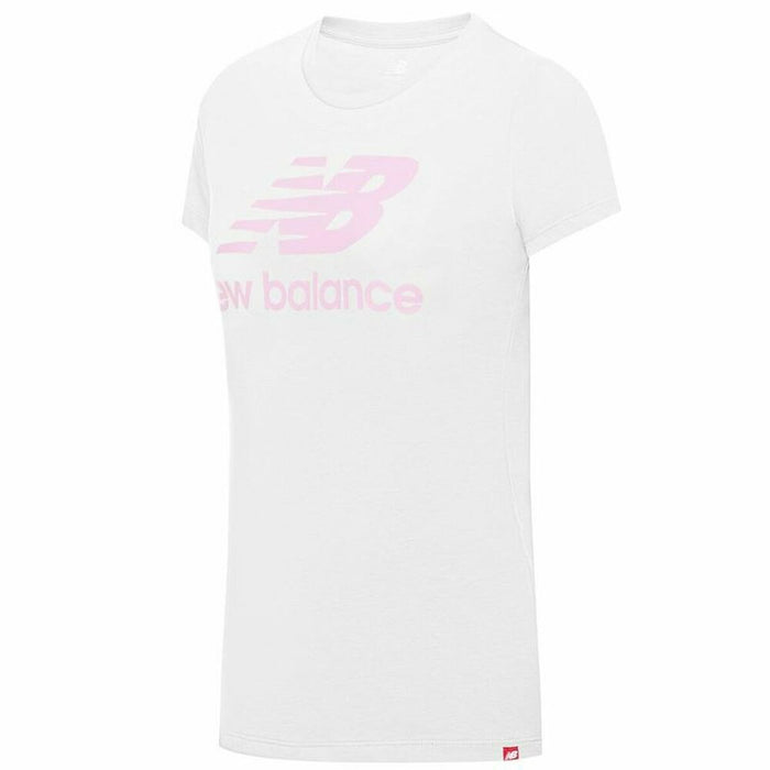 Tricou cu Mânecă Scurtă Femei New Balance Essentials Stacked Alb