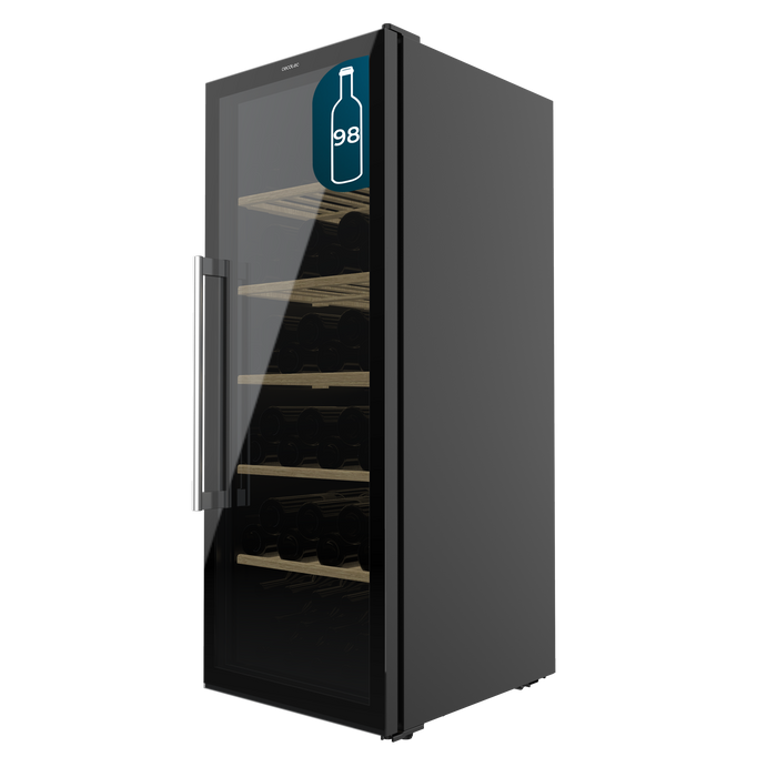 Răcitor de vinuri Cecotec Bolero GrandSommelier 98000 Black, 98 sticle, 37 dB, clasa G, negru