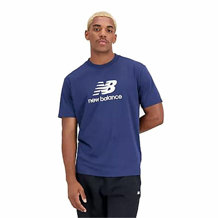 Tricou cu Mânecă Scurtă Bărbați New Balance Essentials Stacked Logo Albastru
