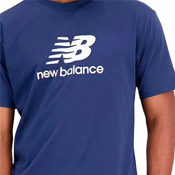 Tricou cu Mânecă Scurtă Bărbați New Balance Essentials Stacked Logo Albastru