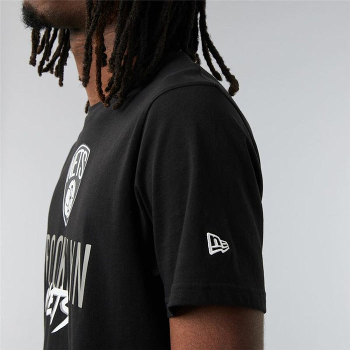Tricou cu Mânecă Scurtă Bărbați New Era Brooklyn Nets NBA Script Negru