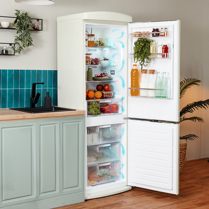 Frigider combină retro Cecotec Bolero CoolMarket Combi Origin 294+ Beige E, 294 l, Total No Frost, clasa E, bej