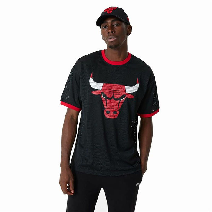Tricou de baschet New Era NBA Mesh Chicago Bulls Negru