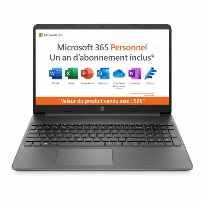 Laptop HP 15s-fq0024nf 15,6" Intel Celeron N4120 4 GB RAM 128 GB SSD Azerty Franceză
