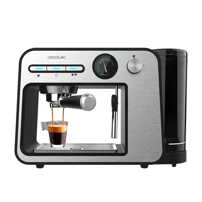 Espressor Cecotec Power Espresso 20 Square, 1450 W, 20 bari, rezervor 1 l, oțel