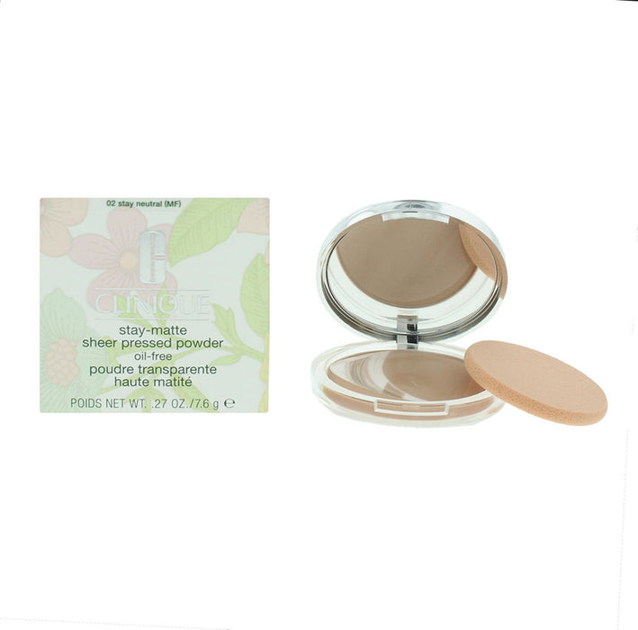 Pudră compactă Clinique Stay-Matte, mată, nuanța 02 Stay Neutral, 7.6 g