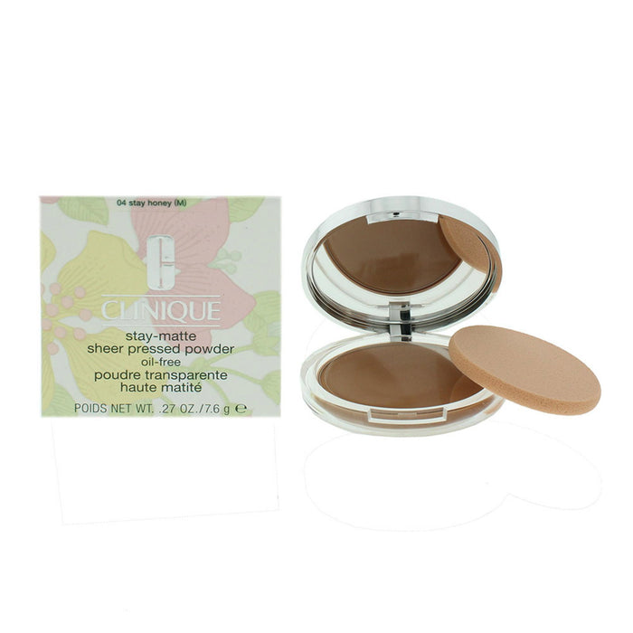 Pudră compactă Clinique Stay-Matte, efect mat, nuanța 04 Stay Honey, 7,6 g