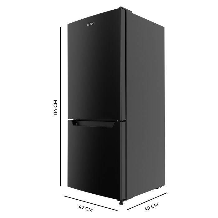 Frigider combină Cecotec Bolero CoolMarket Combi 117 DF Black E, 117 l, clasa E, 47 × 49 × 113,7 cm, negru