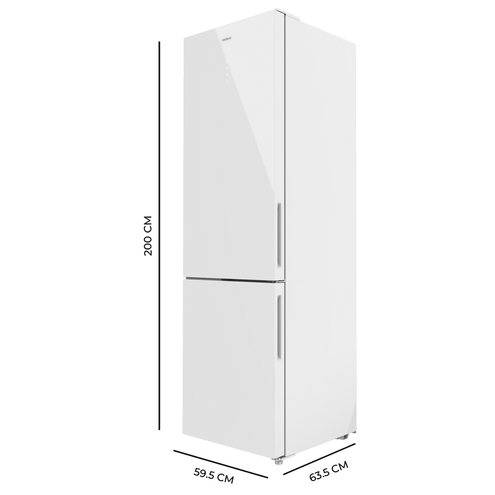 Combina frigorifică Cecotec Bolero CoolMarket Combi 356 White Glass E, 356 l, Total No Frost, clasa E, albă
