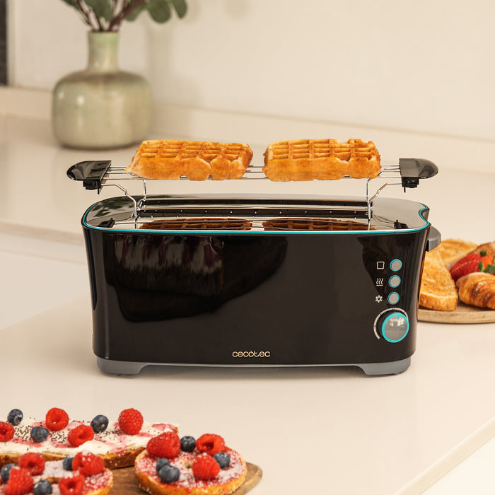 Prăjitor de pâine cu fantă dublă lungă Cecotec Toast&Taste Extra Double B, 1350 W, 7 trepte, negru