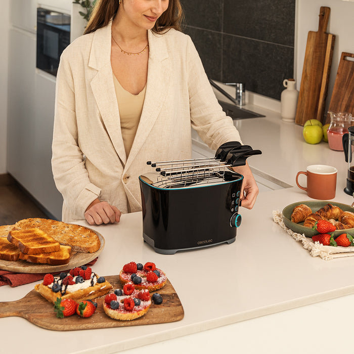 Prăjitor de pâine Cecotec Toast&Taste Double B, 650 W, 2 felii, 7 trepte, negru