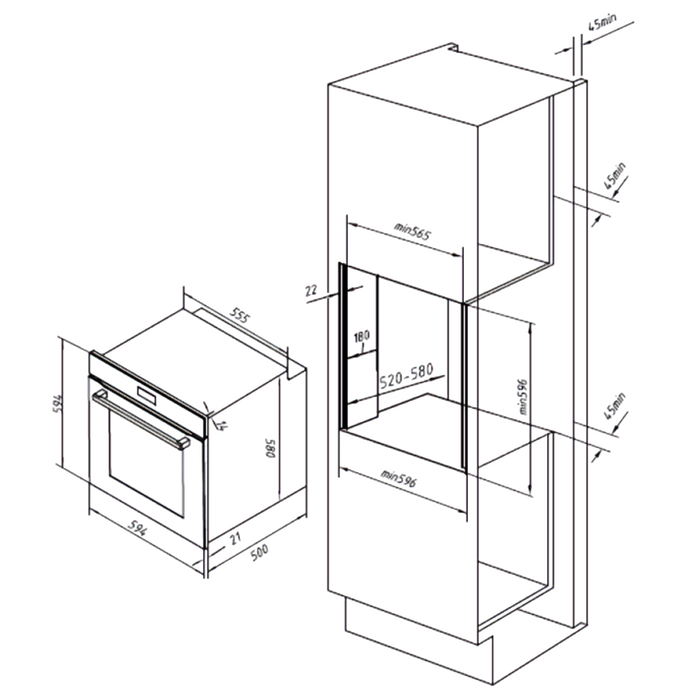 Cuptor încorporabil Cecotec Bolero Hexa C126000 Black A, 77 l, 2800 W, clasa A, negru