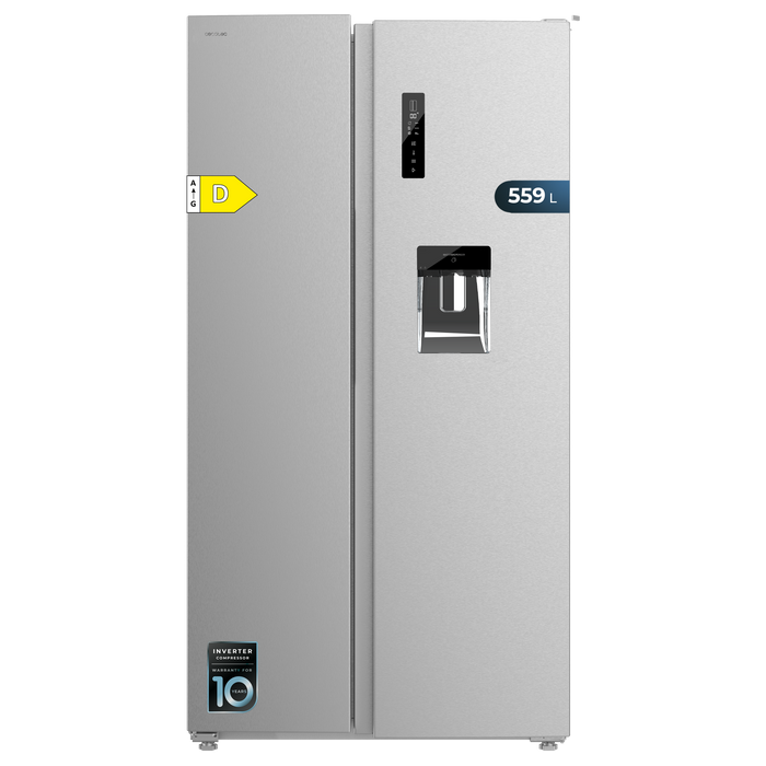 Frigider side by side Cecotec Bolero CoolMarket SBS 559 Inox D, 559 l, Total No Frost, clasa D, inox