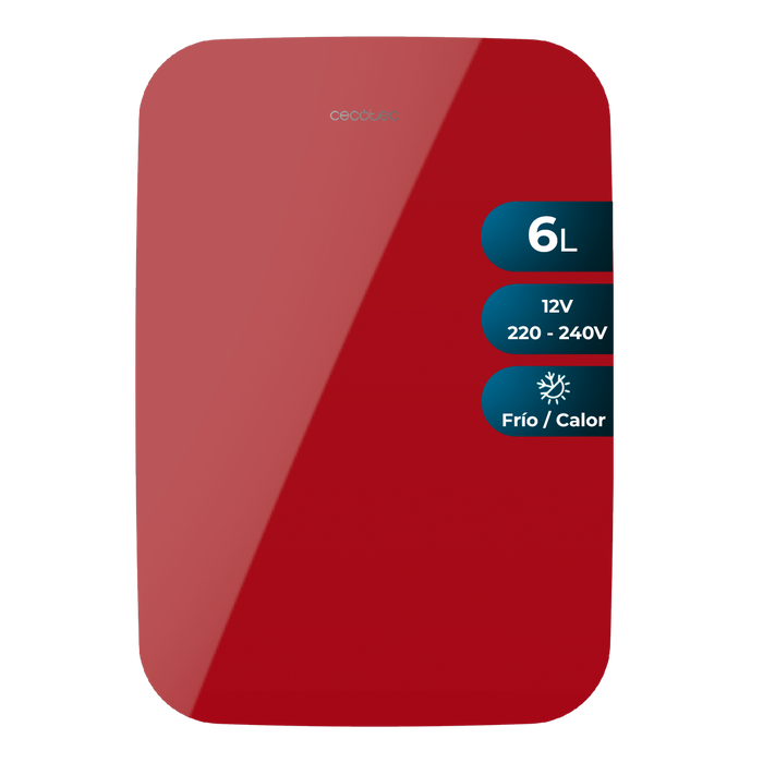 Mini frigider Cecotec Bolero MiniCooling 6L Bahamas Red, 6 l, 12–220 V, răcire și încălzire, roșu