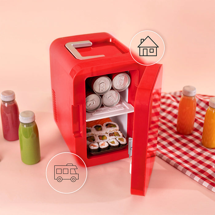 Mini frigider Cecotec Bolero MiniCooling 6L Bahamas Red, 6 l, 12–220 V, răcire și încălzire, roșu