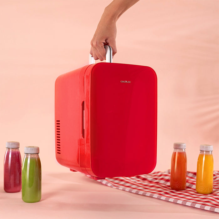 Mini frigider Cecotec Bolero MiniCooling 6L Bahamas Red, 6 l, 12–220 V, răcire și încălzire, roșu
