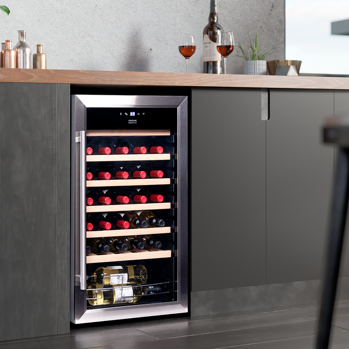 Răcitor de vinuri Cecotec Bolero GrandSommelier 34030 Inox Compressor, 34 sticle, 80 l, clasa G, inox