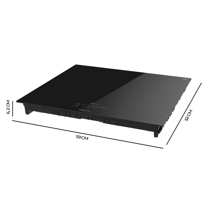 Plită cu inducție Cecotec Bolero Squad I 3250, 3 zone, 59 × 52 × 6,2 cm, neagră
