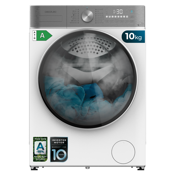Mașină de spălat rufe Cecotec Bolero DressCode 10800 Inverter Steel A, 10 kg, 1400 rpm, 16 programe, clasa A
