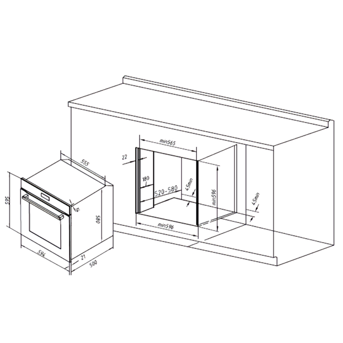 Cuptor încorporabil multifuncțional Cecotec Bolero Hexa M226000 Matt A, 72 l, 2800 W, clasa A, negru mat