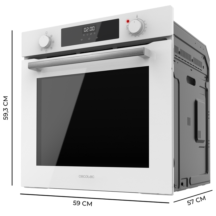 Cuptor încorporabil multifuncțional Cecotec Bolero Hexa M226000 Glass White A, 72 l, 2800 W, 7 funcții, clasa A