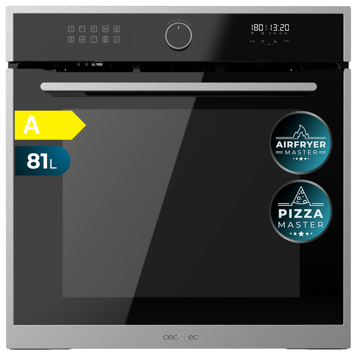 Cuptor încorporabil cu funcție Air Fryer Cecotec Bolero Hexa AF316000 Edge A, 81 l, 11 funcții, clasa A, inox