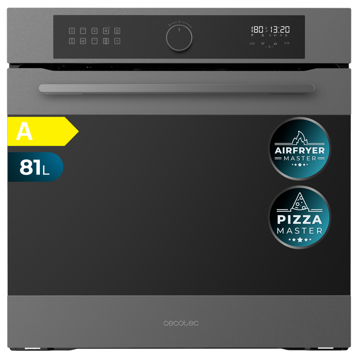 Cuptor încorporabil cu Air Fryer Cecotec Bolero Hexa AF316000 Matt A, 81 l, 11 funcții, clasa A, negru mat