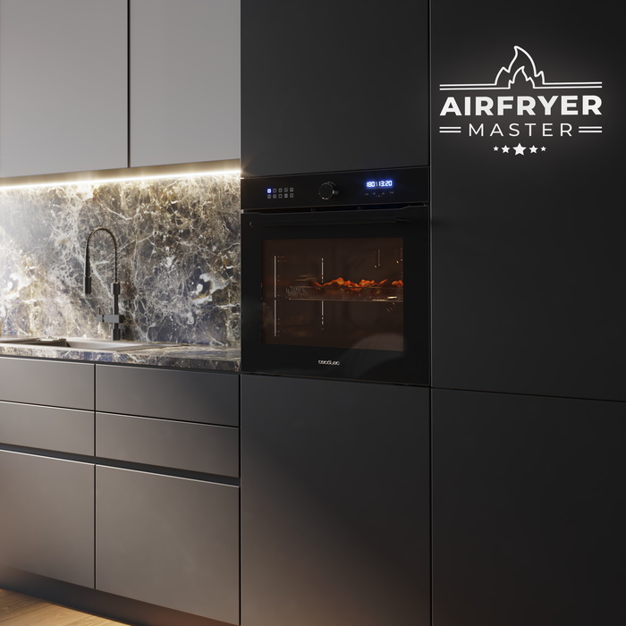 Cuptor încorporabil cu funcție Air Fryer Cecotec Bolero Hexa AF316000 Glass Black A, 81 l, 11 funcții, clasa A, negru
