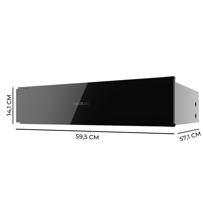 Sertar încălzitor încorporabil Cecotec Bolero Hexa WD Glass Black, 60 cm, 30–80 °C, control mecanic