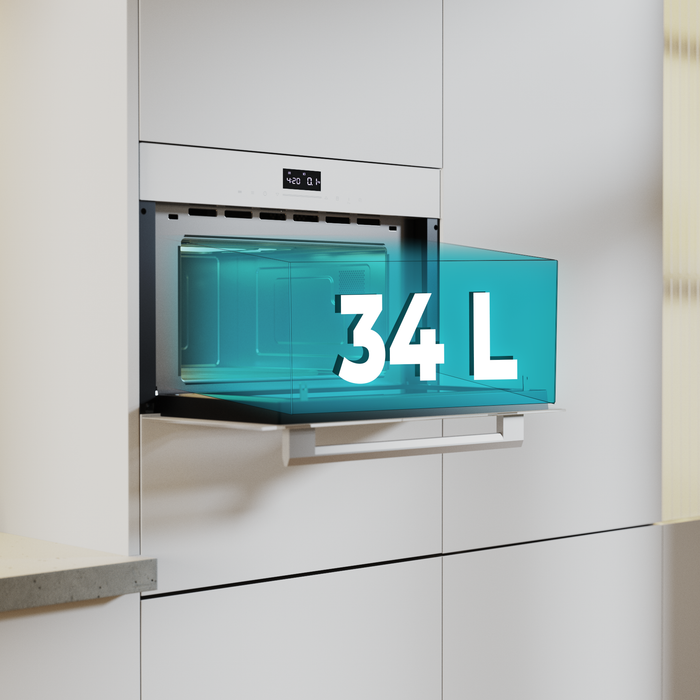 Cuptor cu microunde încorporabil Cecotec Bolero Hexa MW703800 Glass White, 34 l, grill, alb