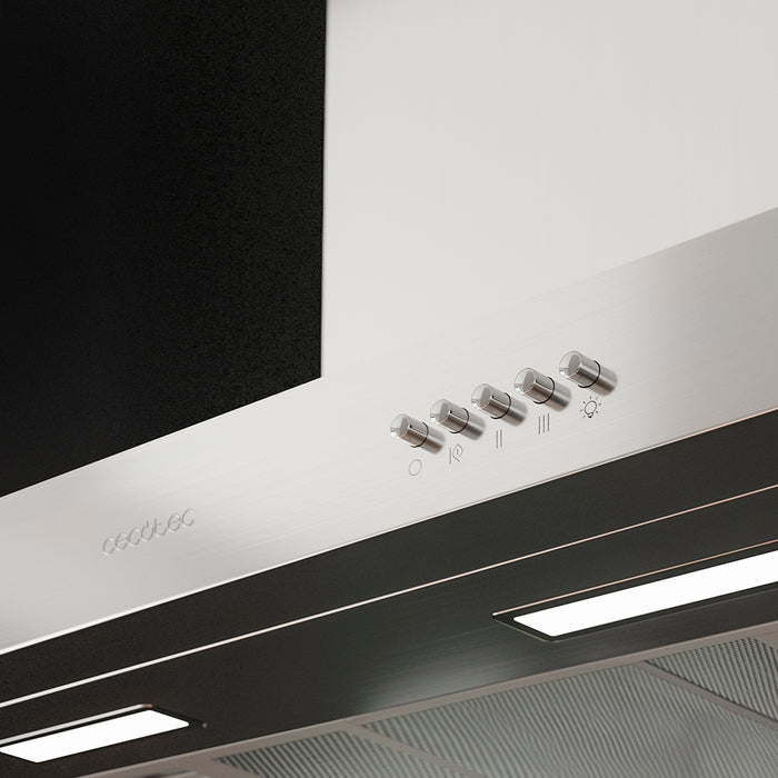 Hotă de bucătărie tip T Cecotec Bolero Flux TM 906500 Inox A, 90 cm, 650 m³/h, clasa A, inox