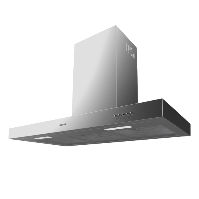 Hotă de bucătărie tip T Cecotec Bolero Flux TM 906500 Inox A, 90 cm, 650 m³/h, clasa A, inox