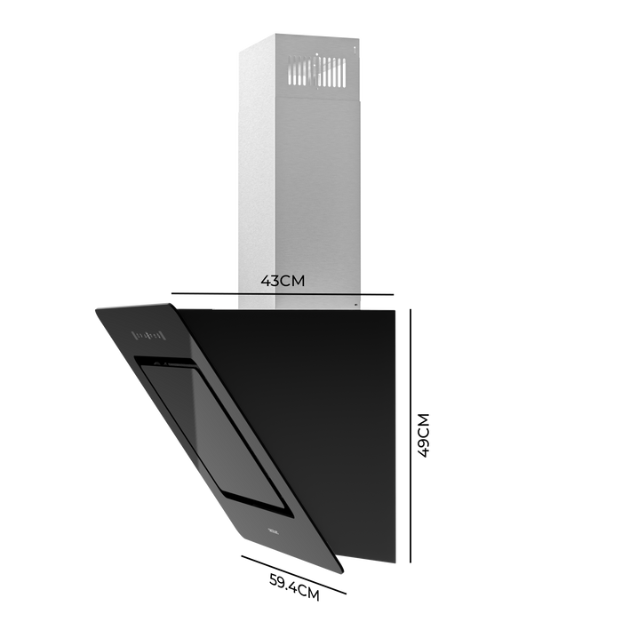 Hotă decorativă Cecotec Bolero Flux DT 608002 Glass Black A++, 800 m³/h, 60 cm, clasa A++