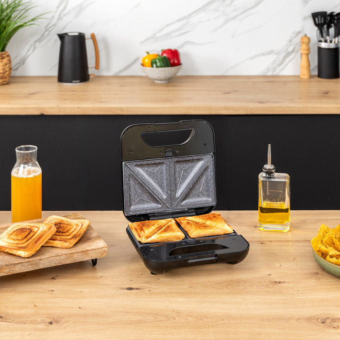 Aparat pentru sandvișuri Cecotec Rock’nToast Combo, 800 W, pentru 2 sandvișuri, 3 plăci interschimbabile, inox