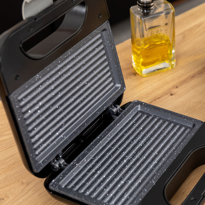 Aparat pentru sandvișuri Cecotec Rock’nToast Grill +, 800 W, 2 sandvișuri, finisaj inox