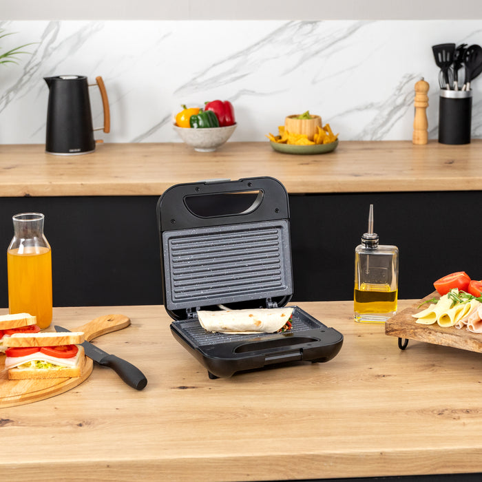Aparat pentru sandvișuri Cecotec Rock’nToast Grill +, 800 W, 2 sandvișuri, finisaj inox