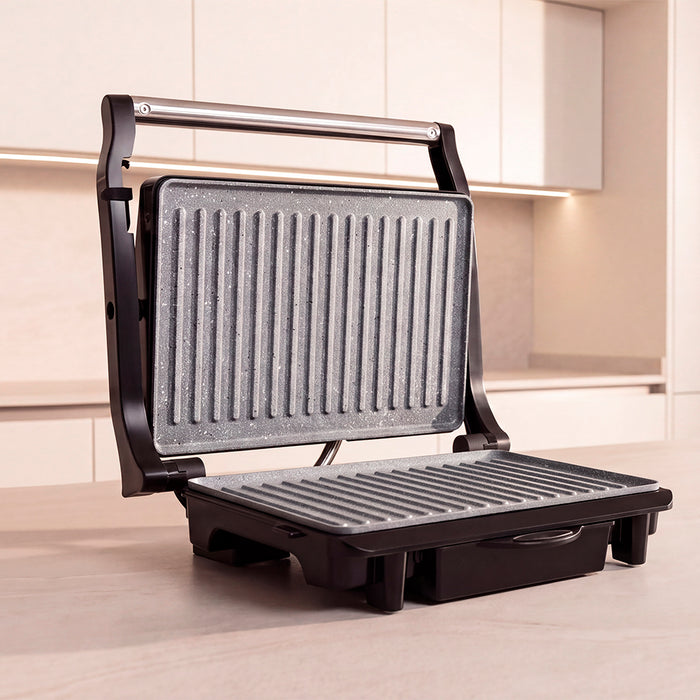 Grill electric Cecotec Rock'Ngrill 1500 Rapid Pro, 1500 W, suprafață de gătit 24,5 × 17,3 cm, inox