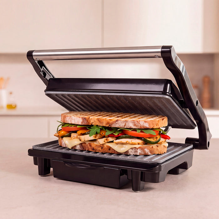 Grill electric Cecotec Rock'Ngrill 1500 Rapid Pro, 1500 W, suprafață de gătit 24,5 × 17,3 cm, inox