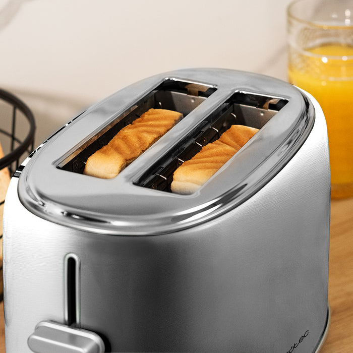 Prăjitor de pâine Cecotec Toast&Taste 1000 Retro Double Inox, 980 W, 2 felii, inox