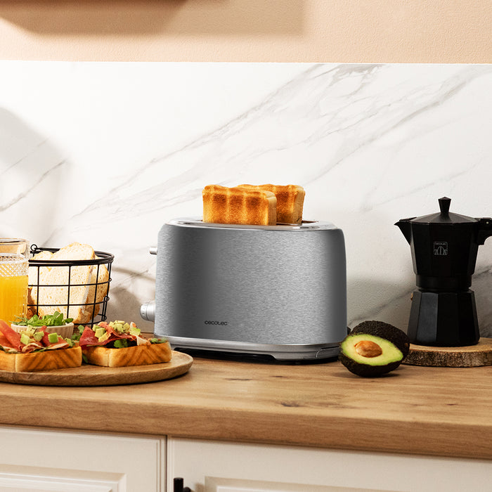 Prăjitor de pâine Cecotec Toast&Taste 1000 Retro Double Inox, 980 W, 2 felii, inox